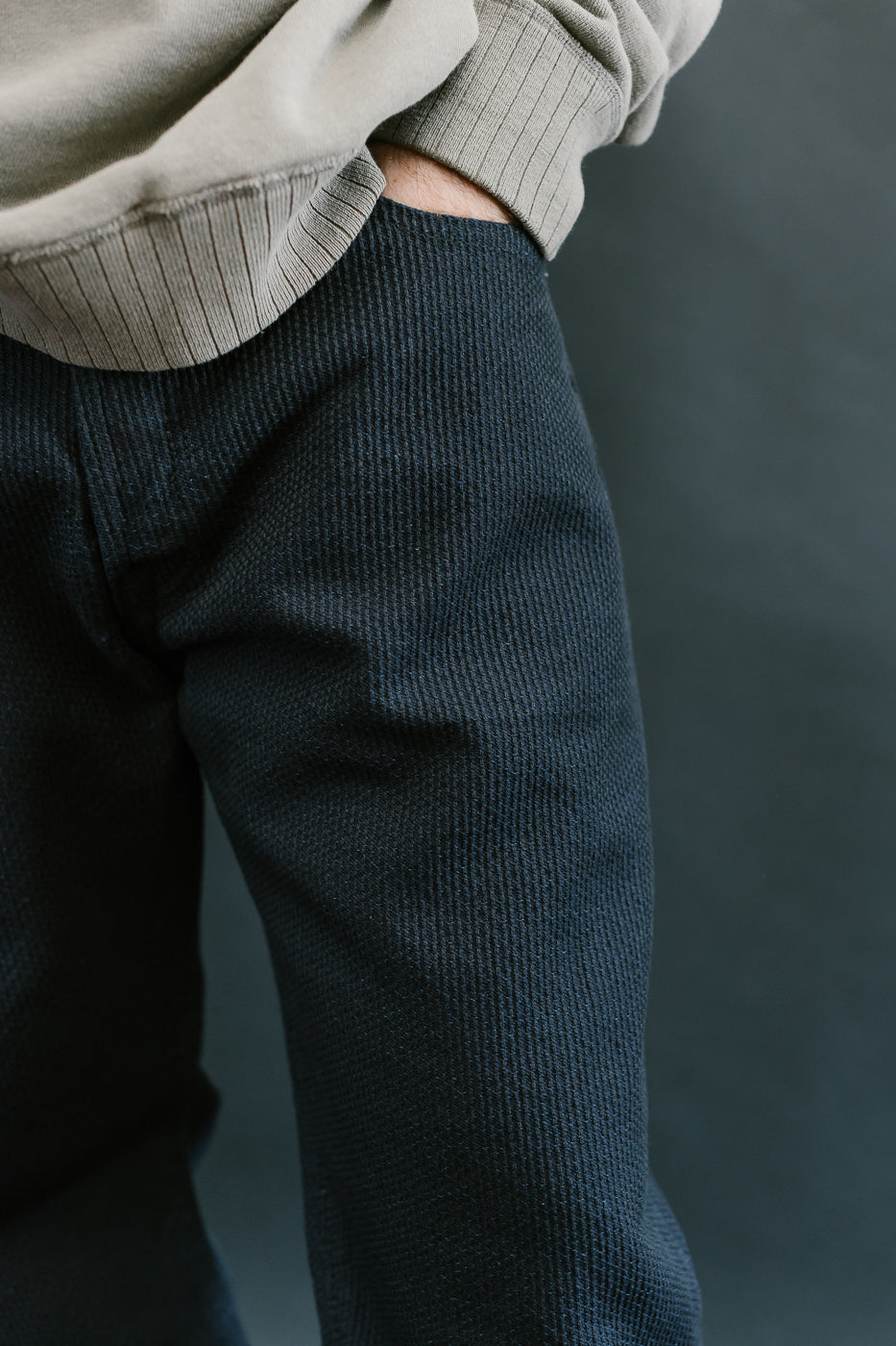 1178-ID - Sashiko Denim Regular Fit - Indigo x Black