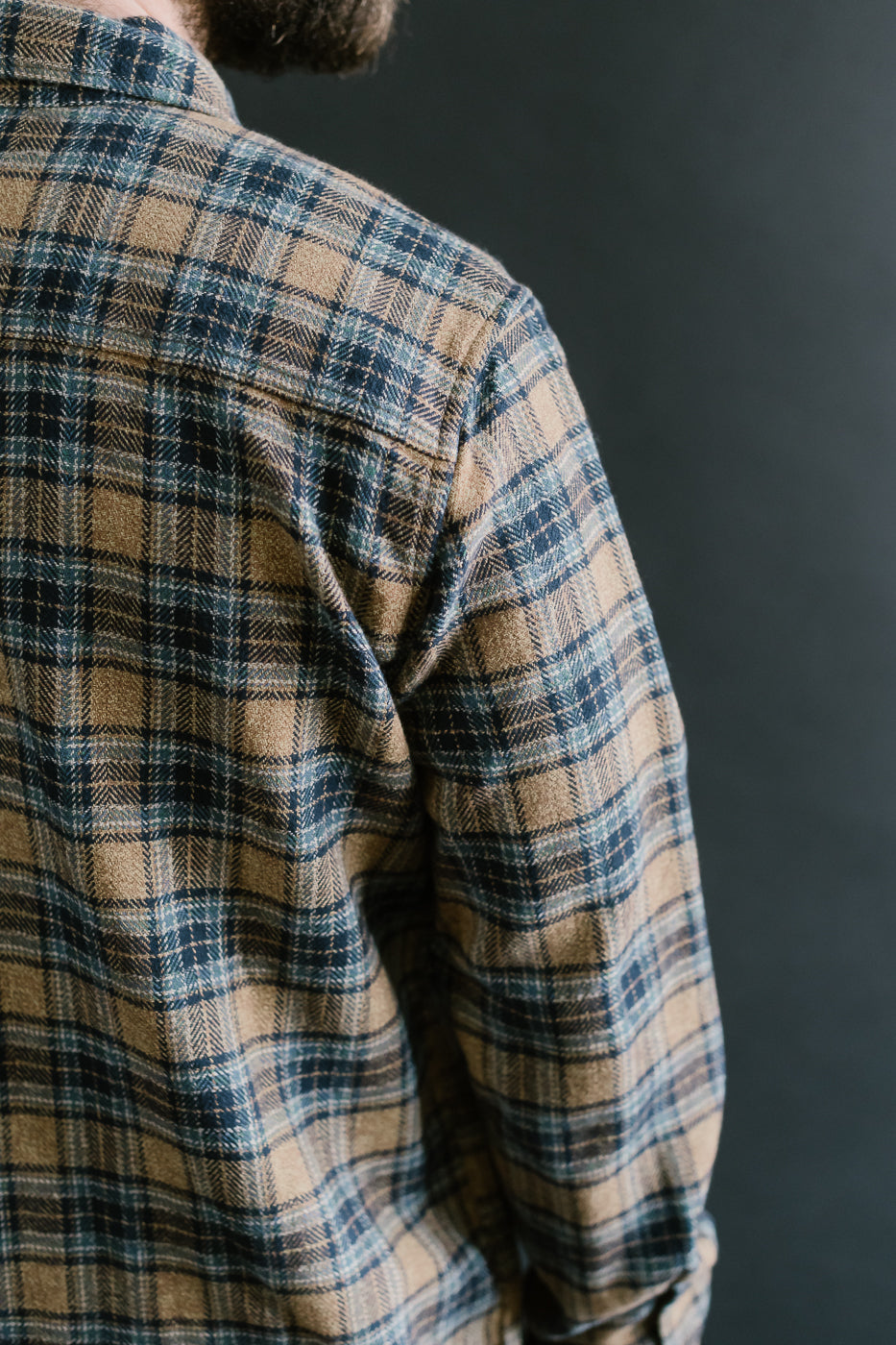 2229-BE - Woven Tweed Check Double Pocket Shirt - Beige