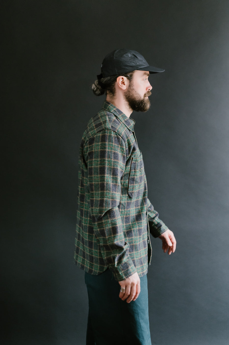 2229-GR - Woven Tweed Check Double Pocket Shirt - Green