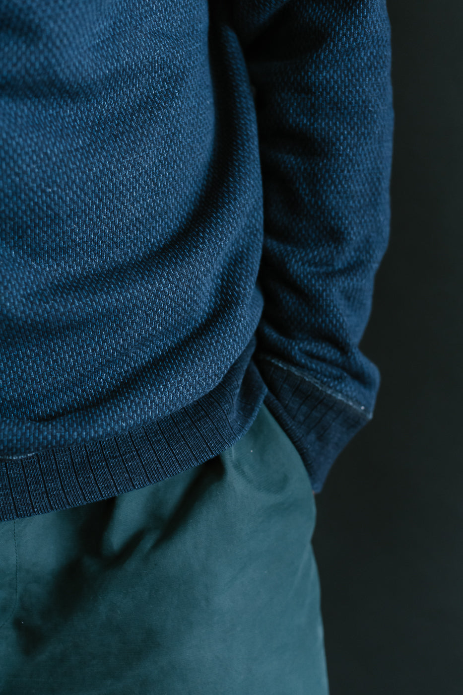 5410-3 - Yarn Dyed Sashiko Hoodie Sweatshirt - Indigo