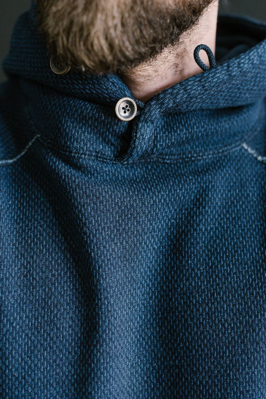5410-3 - Yarn Dyed Sashiko Hoodie Sweatshirt - Indigo
