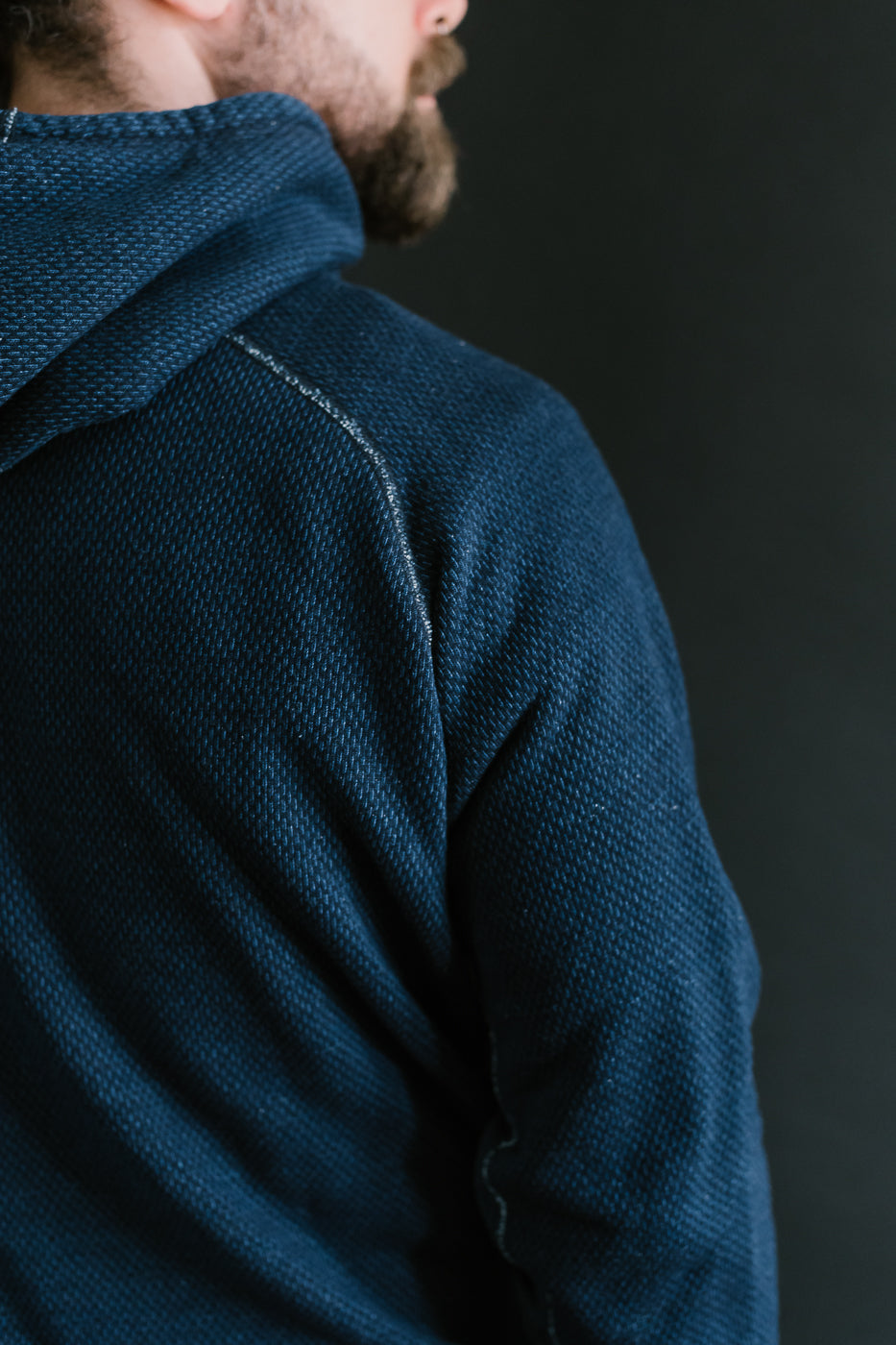 5410-3 - Yarn Dyed Sashiko Hoodie Sweatshirt - Indigo