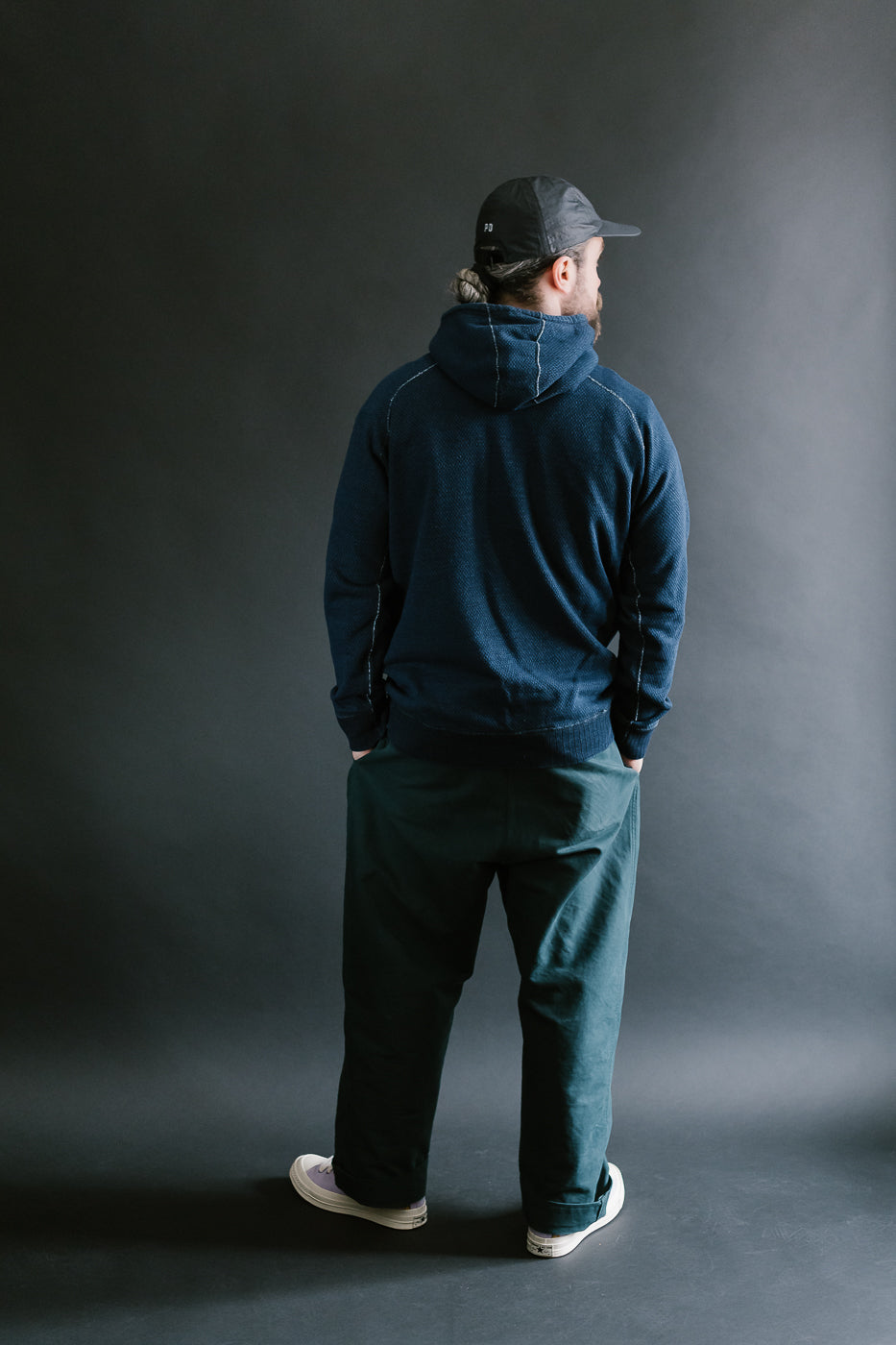 5410-3 - Yarn Dyed Sashiko Hoodie Sweatshirt - Indigo