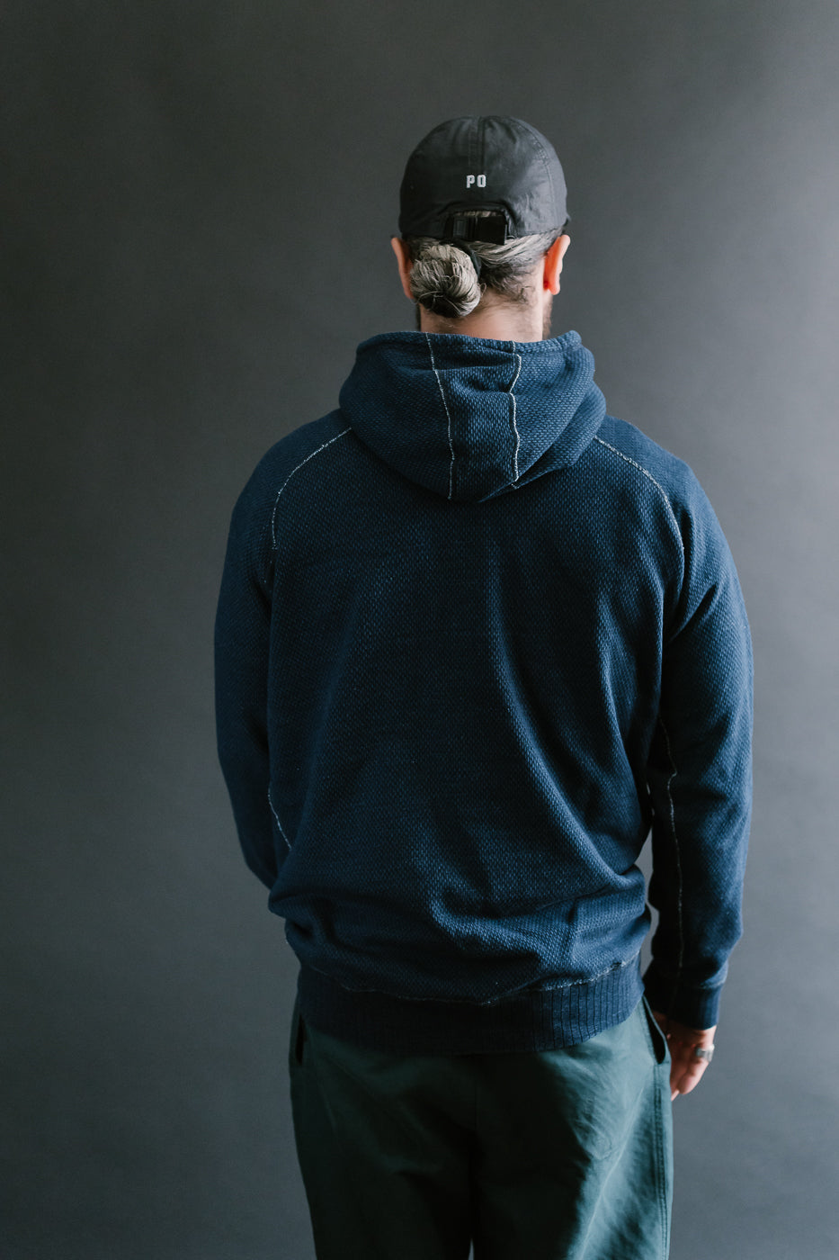 5410-3 - Yarn Dyed Sashiko Hoodie Sweatshirt - Indigo