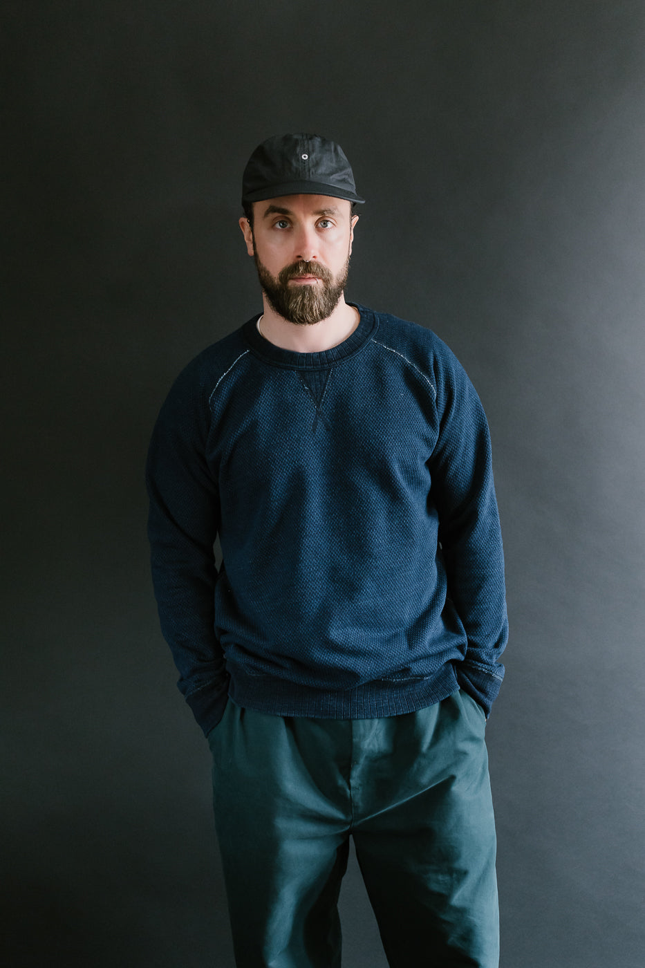 5409-3 - Yarn Dyed Sashiko Sweatshirt - Indigo