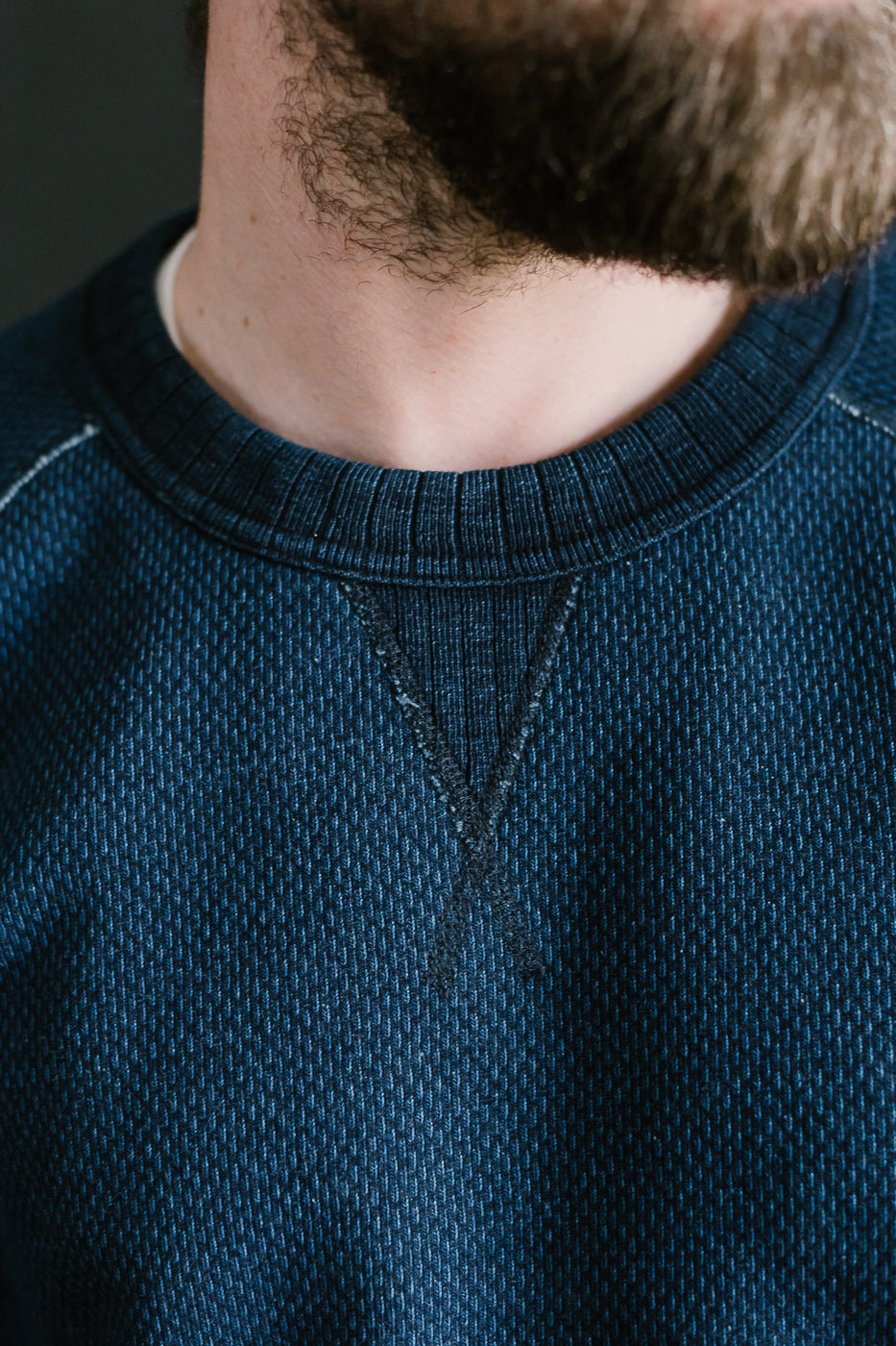 5409-3 - Yarn Dyed Sashiko Sweatshirt - Indigo