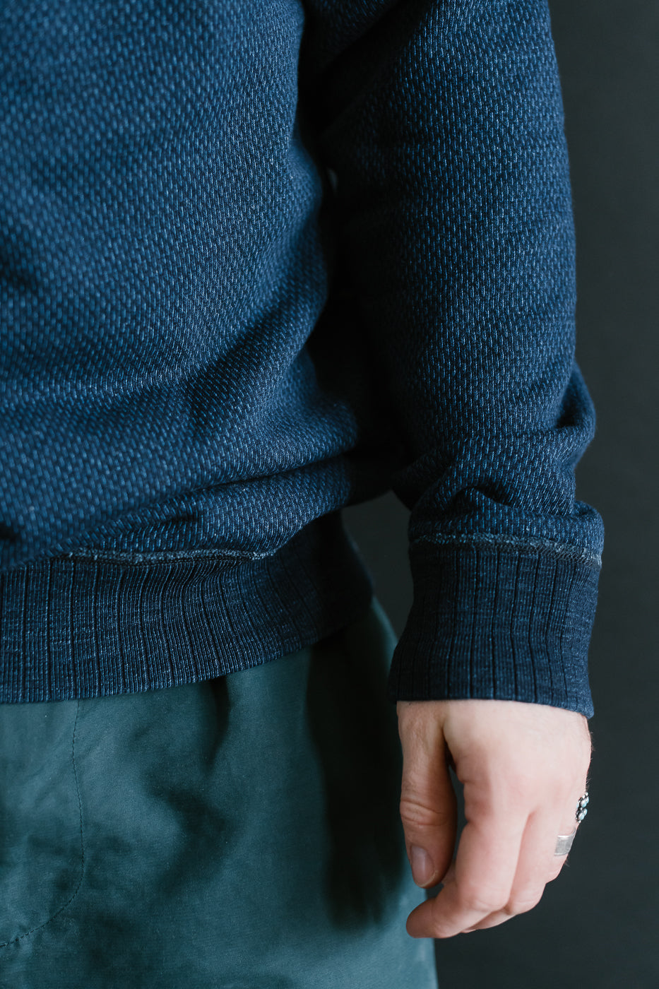 5409-3 - Yarn Dyed Sashiko Sweatshirt - Indigo