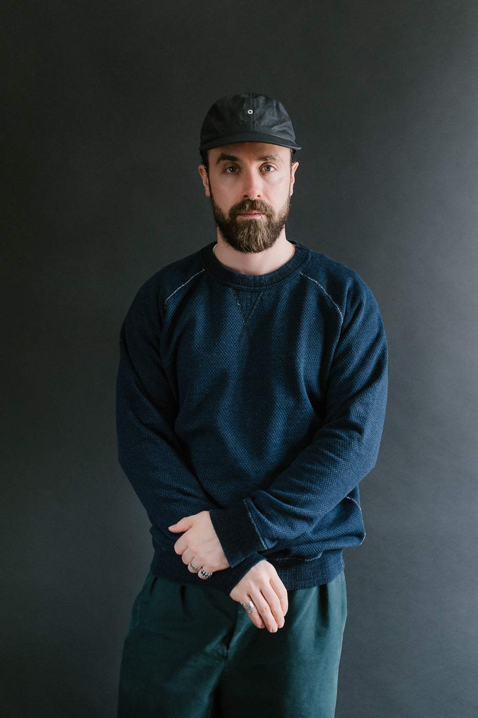 5409-3 - Yarn Dyed Sashiko Sweatshirt - Indigo