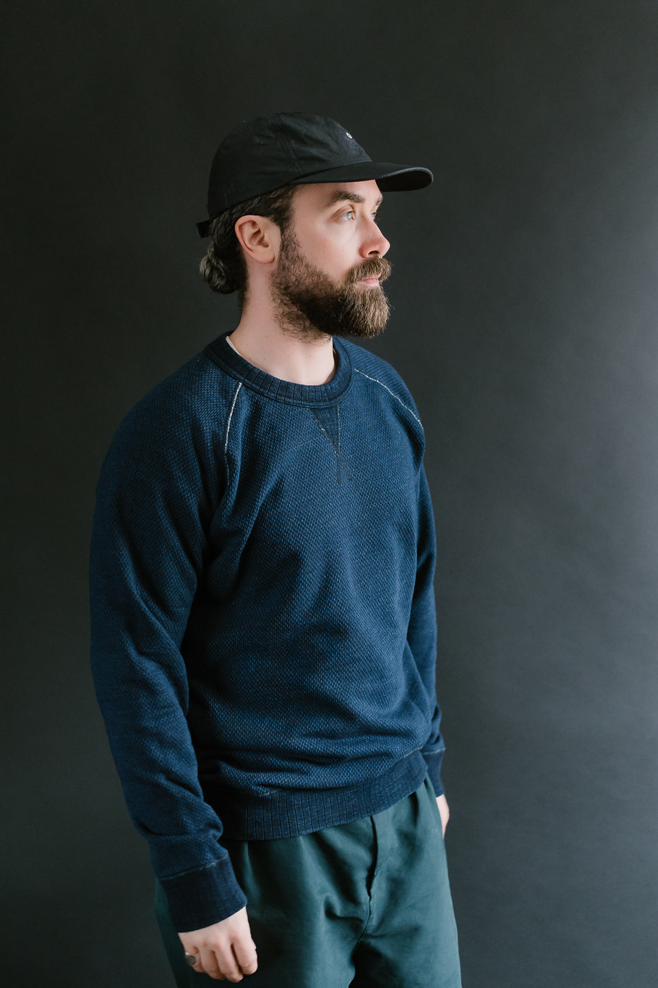 5409-3 - Yarn Dyed Sashiko Sweatshirt - Indigo