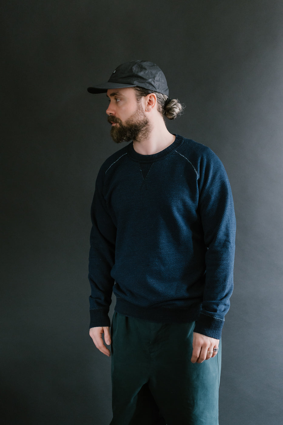 5409-3 - Yarn Dyed Sashiko Sweatshirt - Indigo