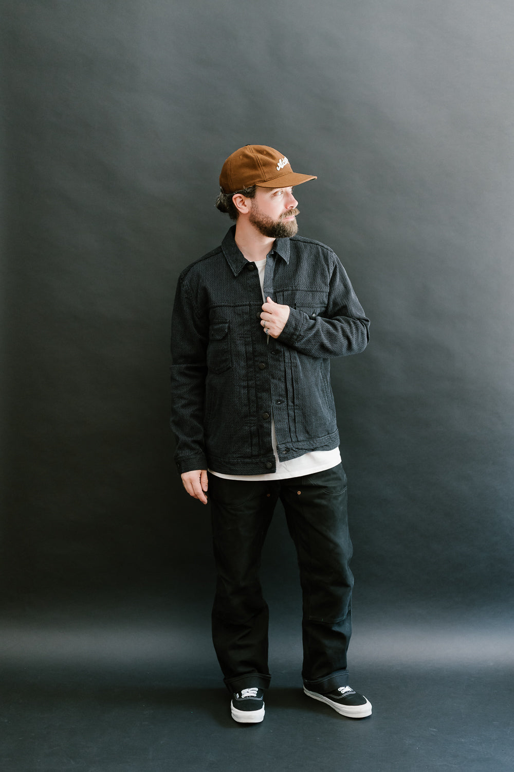 6117-BK - Sashiko Type II Jacket - Black x Grey
