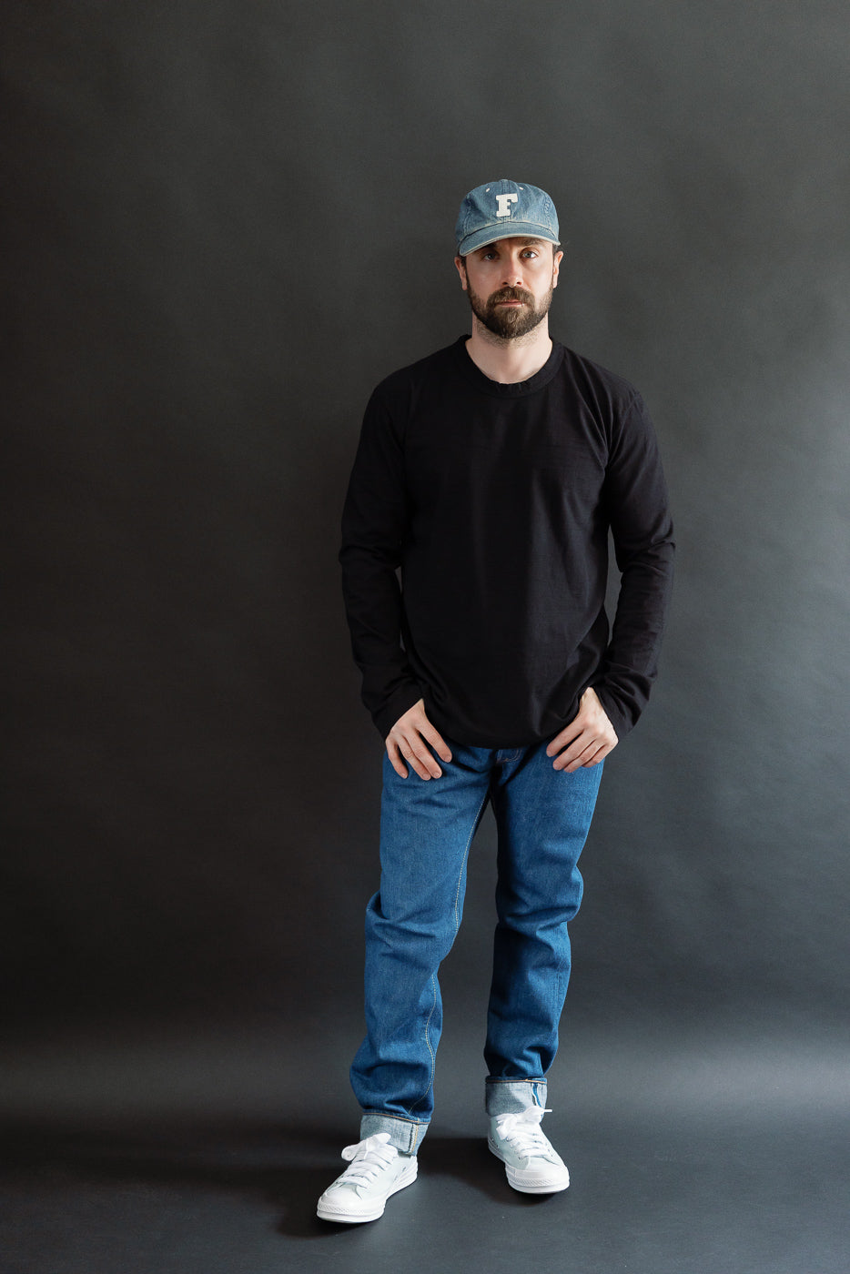 LS-5011-IDBK - Jersey Crew Neck Long Sleeve T-shirt - Black Indigo