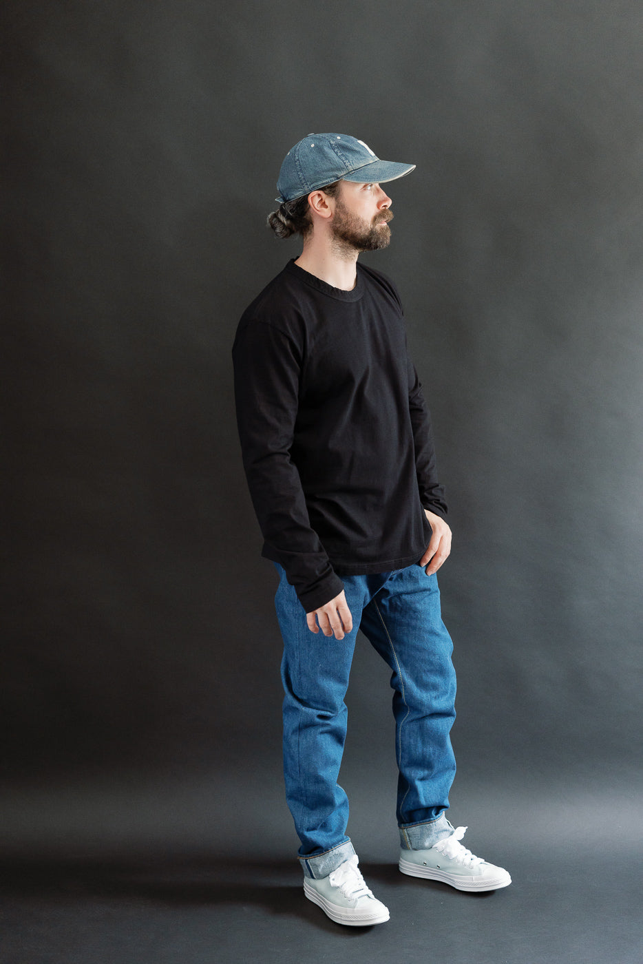 LS-5011-IDBK - Jersey Crew Neck Long Sleeve T-shirt - Black Indigo