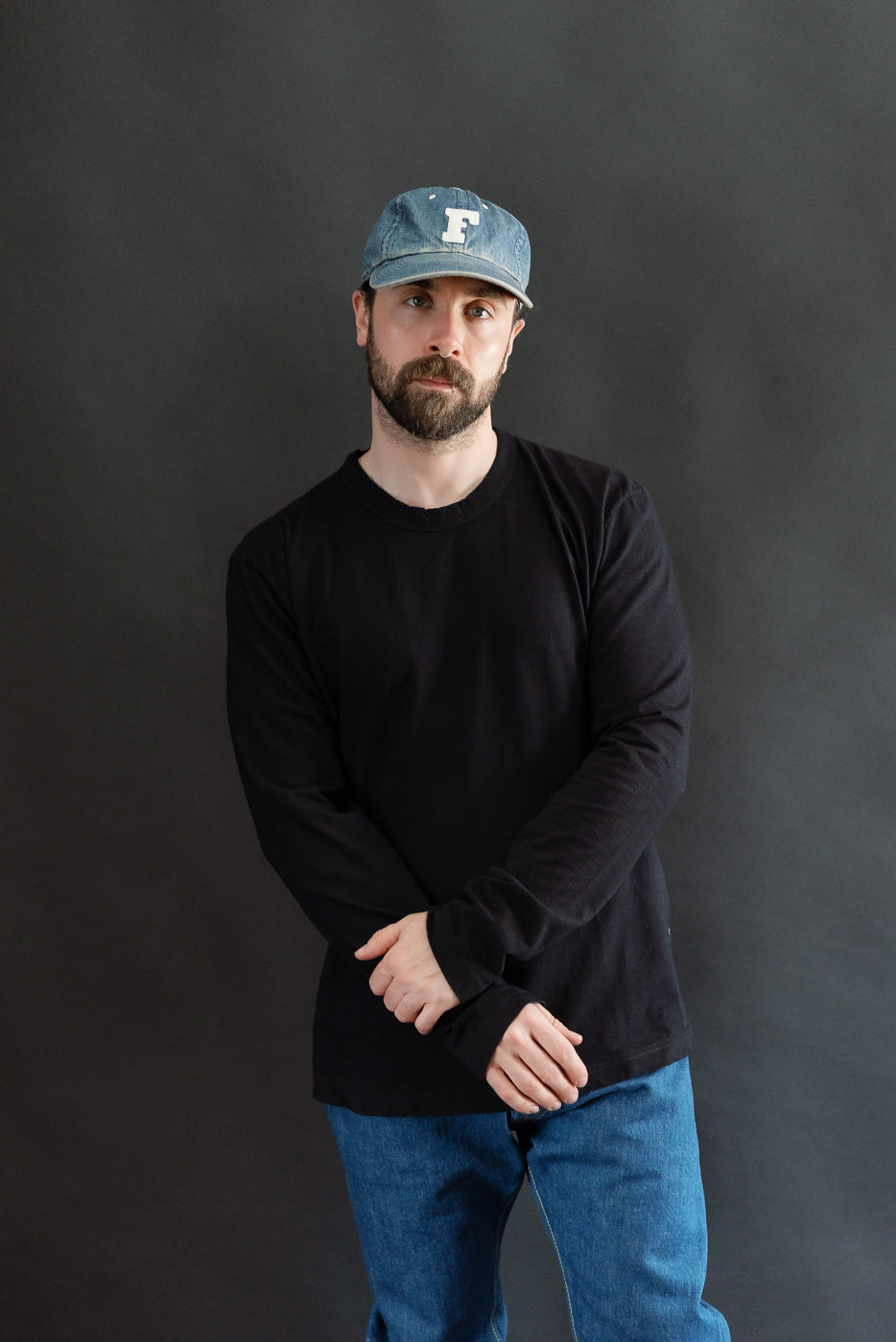 LS-5011-IDBK - Jersey Crew Neck Long Sleeve T-shirt - Black Indigo