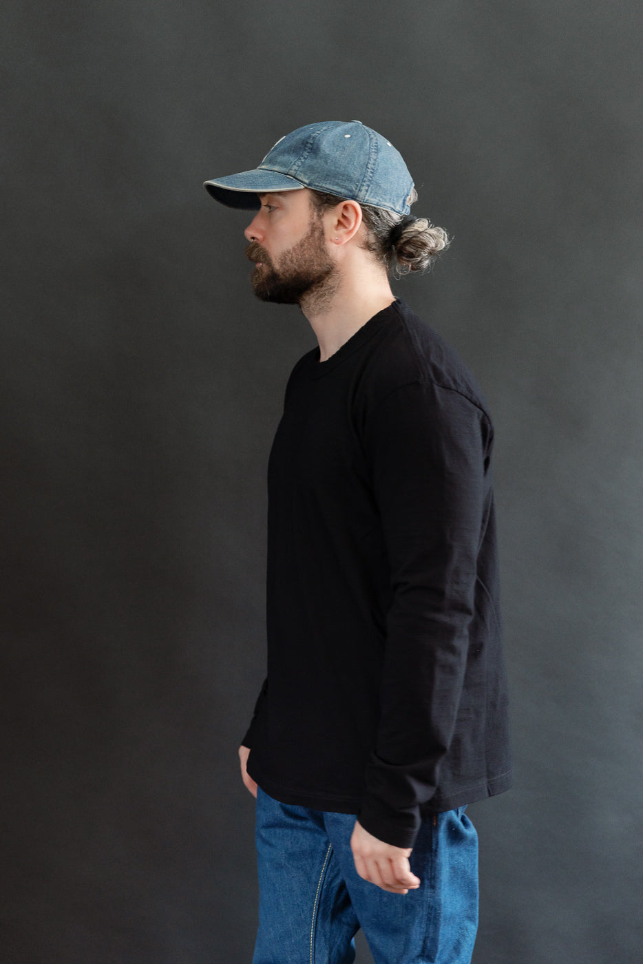 LS-5011-IDBK - Jersey Crew Neck Long Sleeve T-shirt - Black Indigo