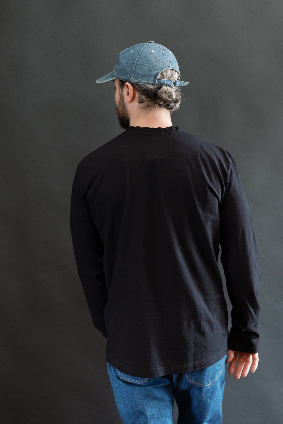 LS-5011-IDBK - Jersey Crew Neck Long Sleeve T-shirt - Black Indigo