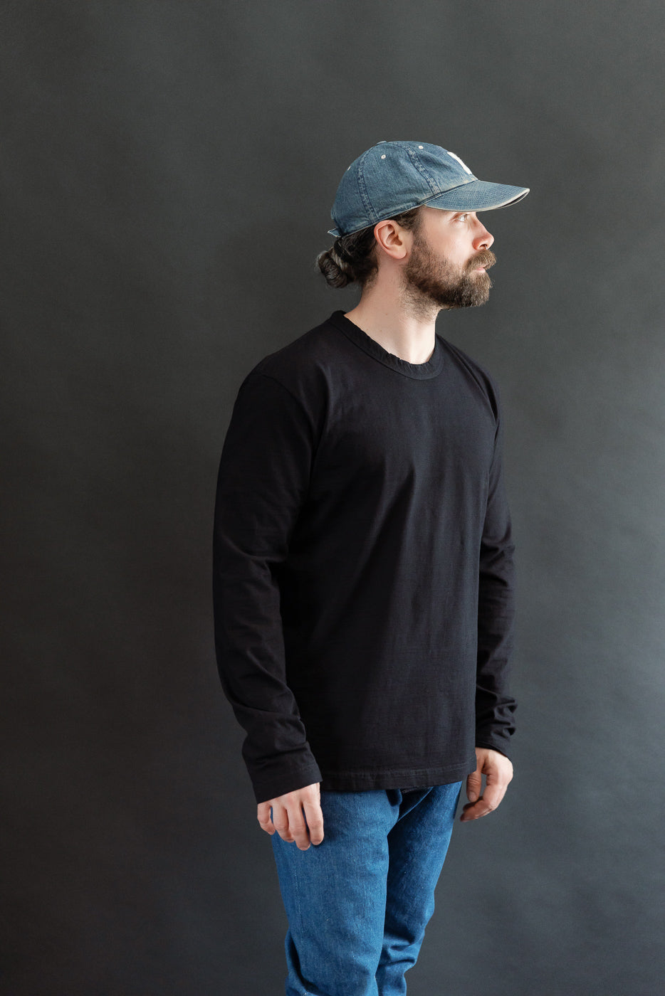 LS-5011-IDBK - Jersey Crew Neck Long Sleeve T-shirt - Black Indigo