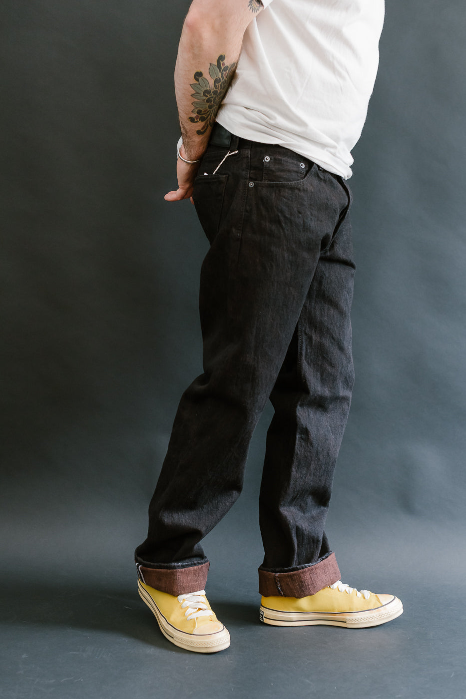 PER-EX-003-BK - 15oz Black x Kakishibu Selvedge Jeans - Regular Straight