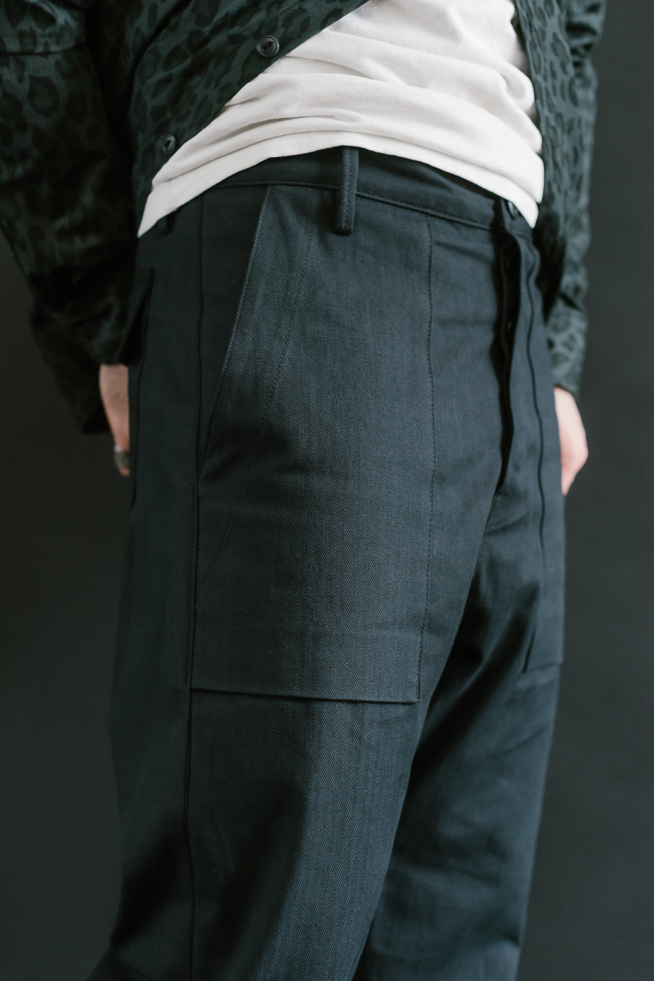 10oz - Herringbone Fatigue Pants - Black