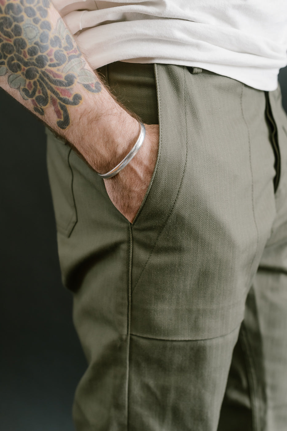 10oz - Herringbone Fatigue Pants - Olive