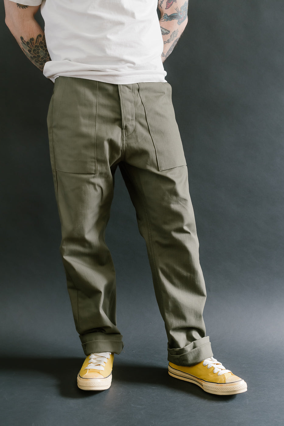10oz - Herringbone Fatigue Pants - Olive