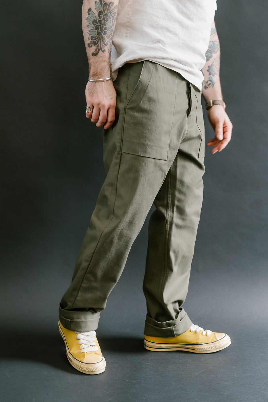 10oz - Herringbone Fatigue Pants - Olive