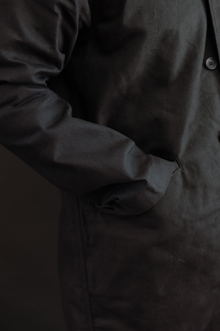 10oz - Trench Coat Dry Waxed Canvas - Black