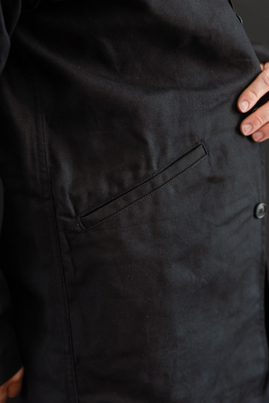 10oz - Trench Coat Dry Waxed Canvas - Black