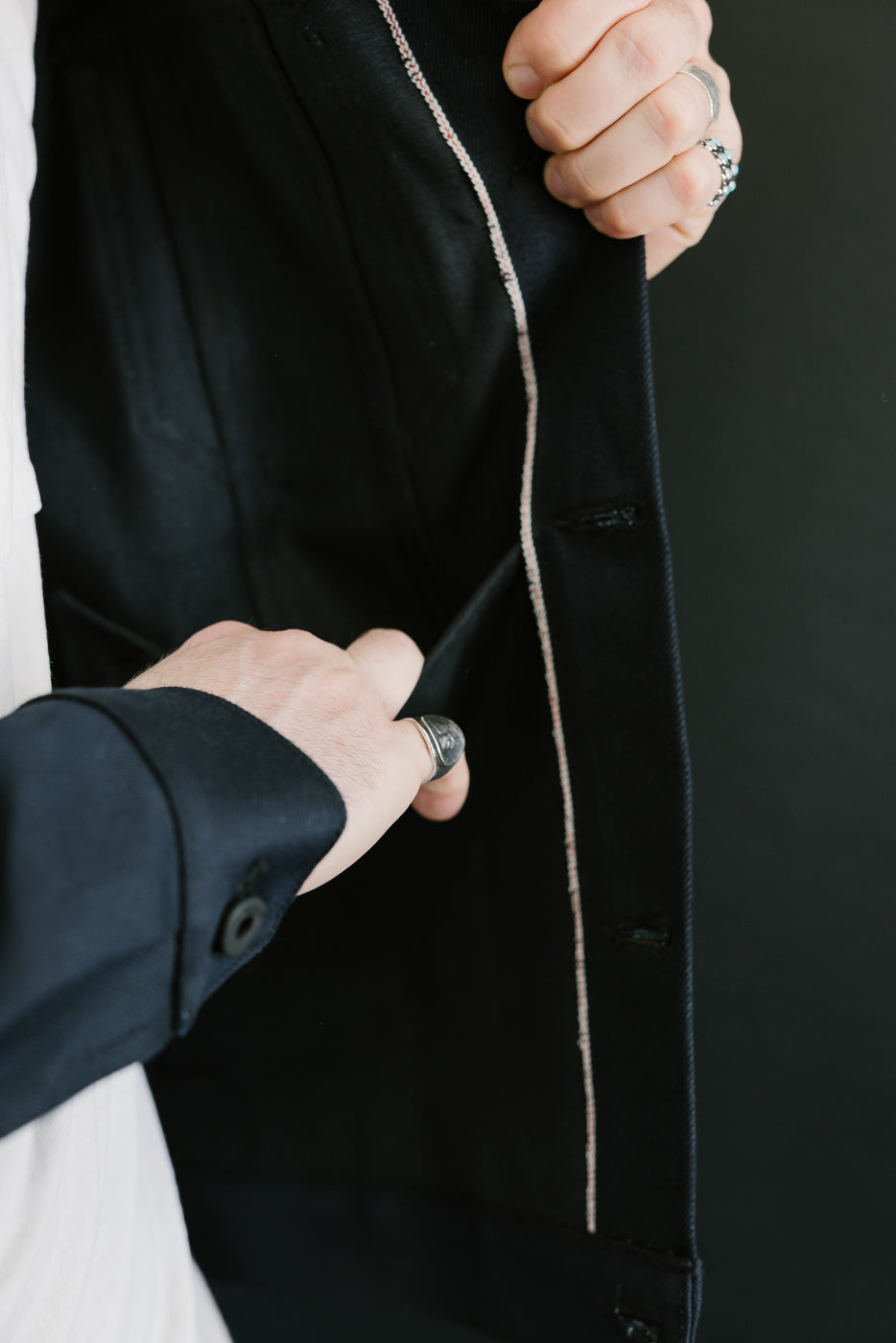 13.5oz -  Indigo x Black Selvedge Denim - Cruiser Jacket