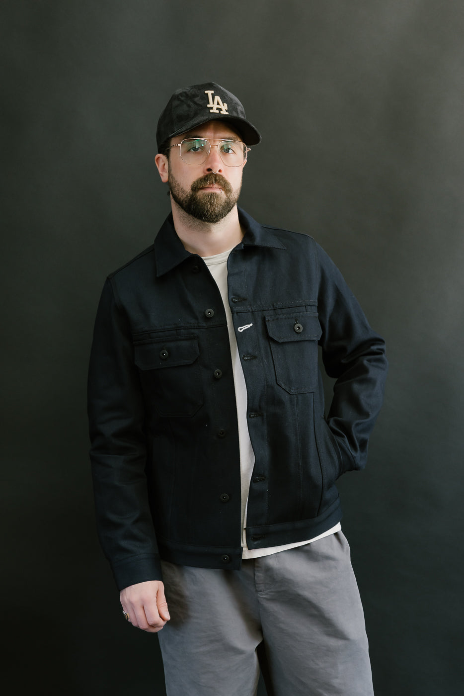13.5oz -  Indigo x Black Selvedge Denim - Cruiser Jacket