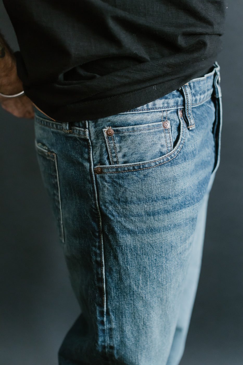 15oz - Vintage Washed Selvedge Stanton Pant - Medium Indigo