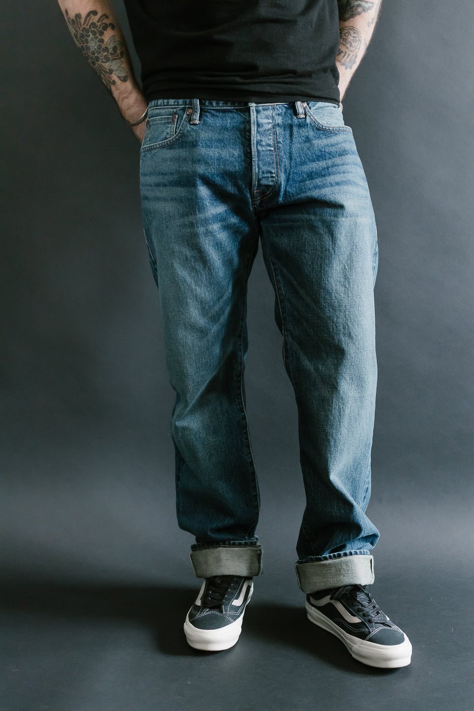 15oz - Vintage Washed Selvedge Stanton Pant - Medium Indigo
