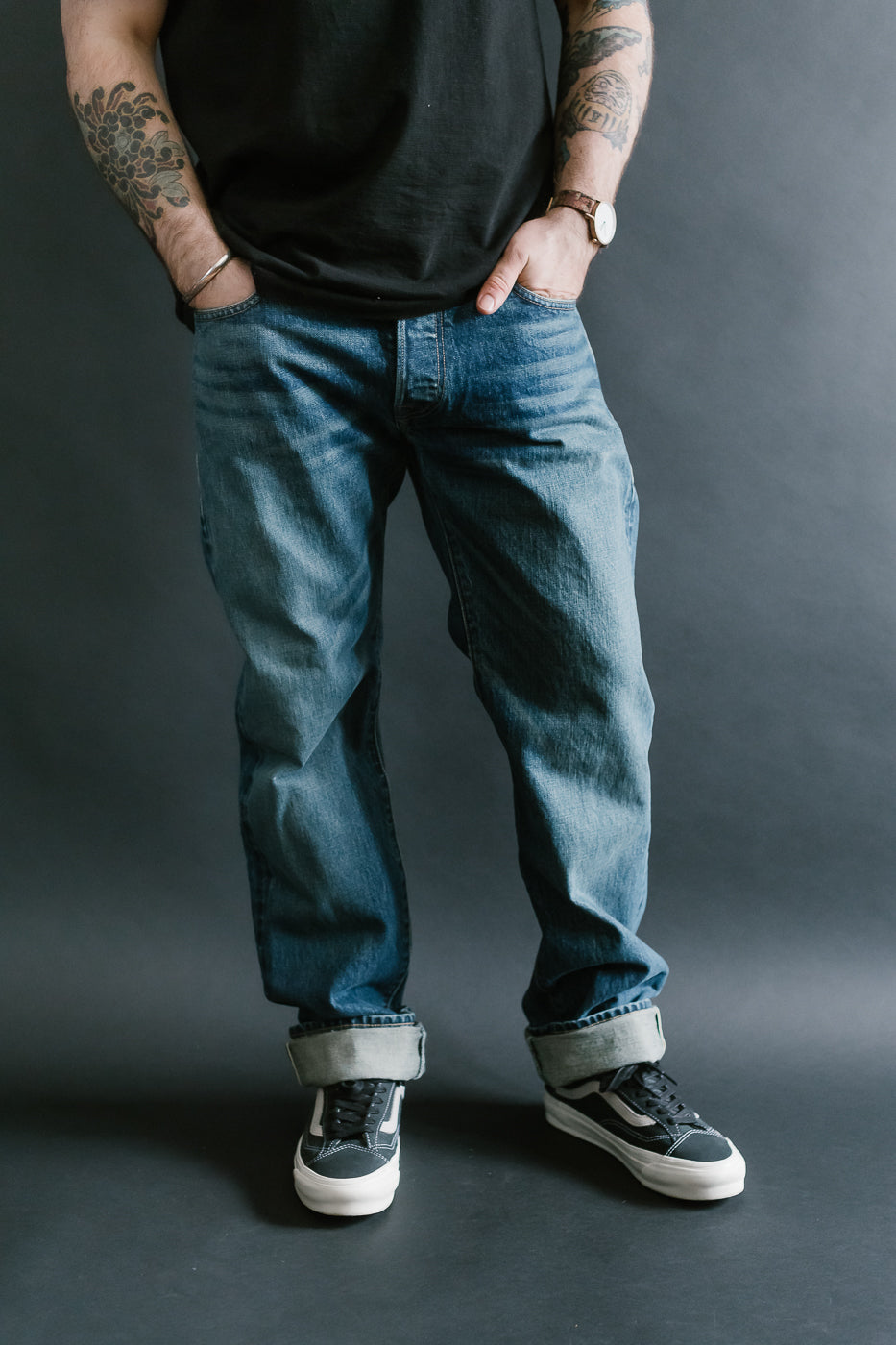 15oz - Vintage Washed Selvedge Stanton Pant - Medium Indigo