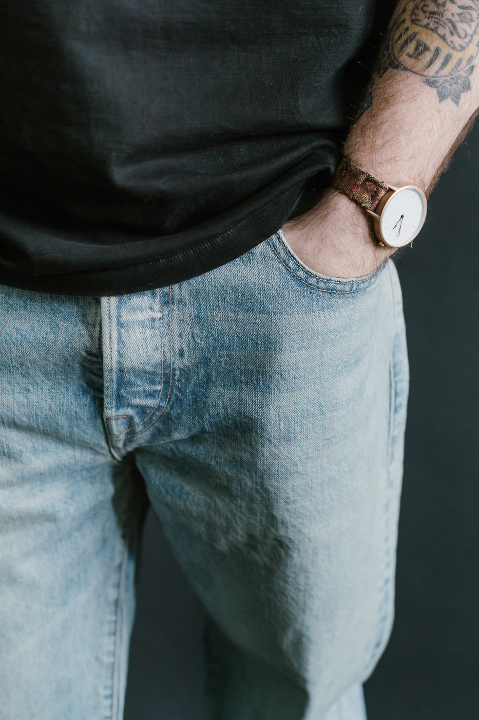 15oz - River Washed Selvedge Strider Pant - Light Indigo