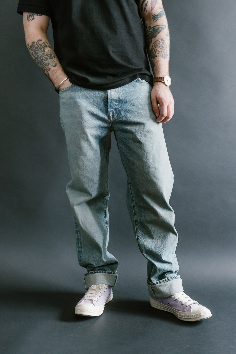 15oz - River Washed Selvedge Strider Pant - Light Indigo