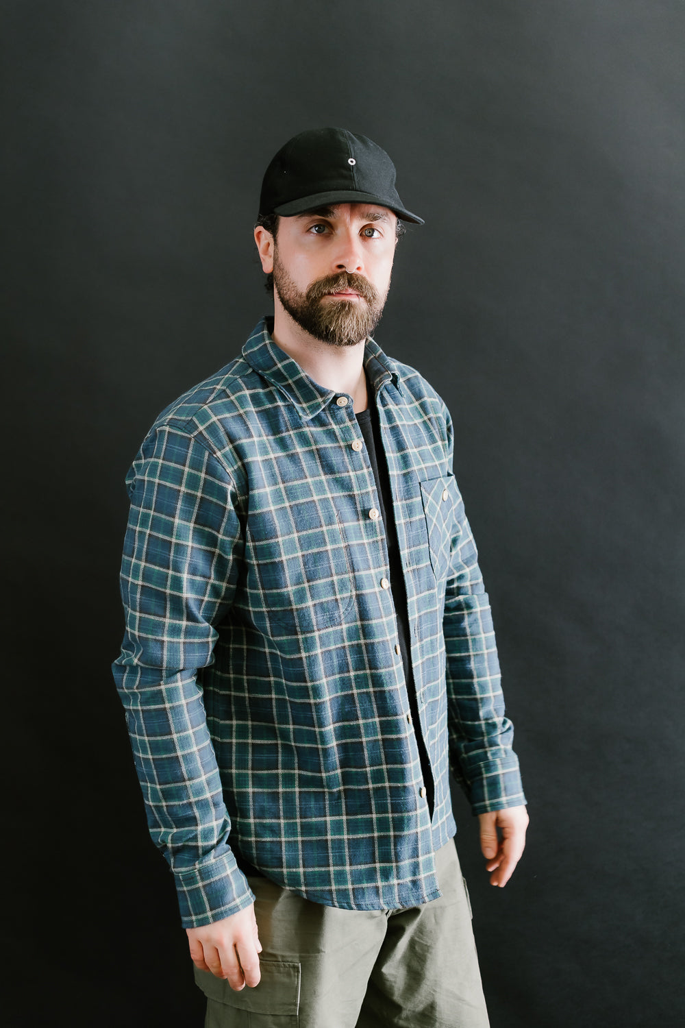 Jumper Shirt Vintage Slub Plaid  - Blue