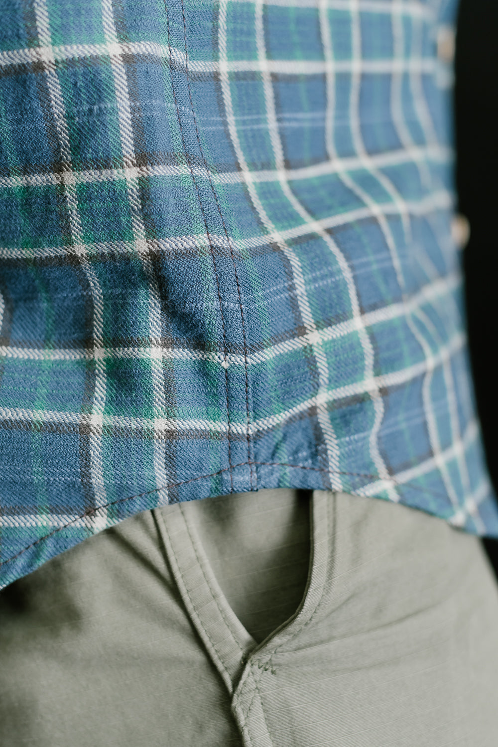 Jumper Shirt Vintage Slub Plaid  - Blue