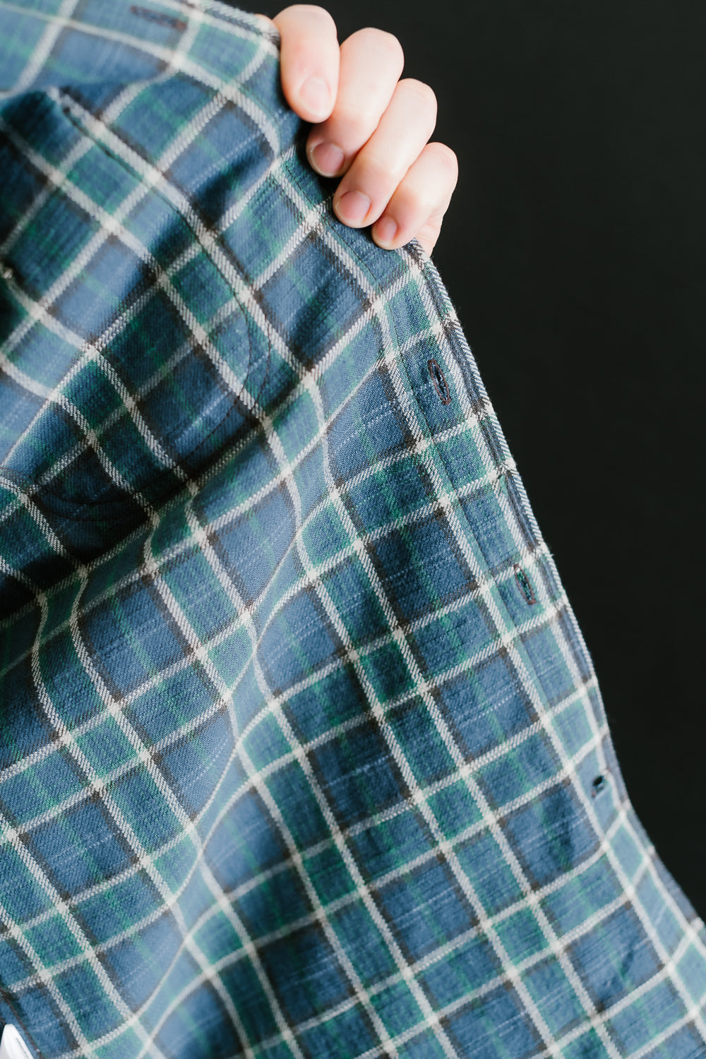 Jumper Shirt Vintage Slub Plaid  - Blue