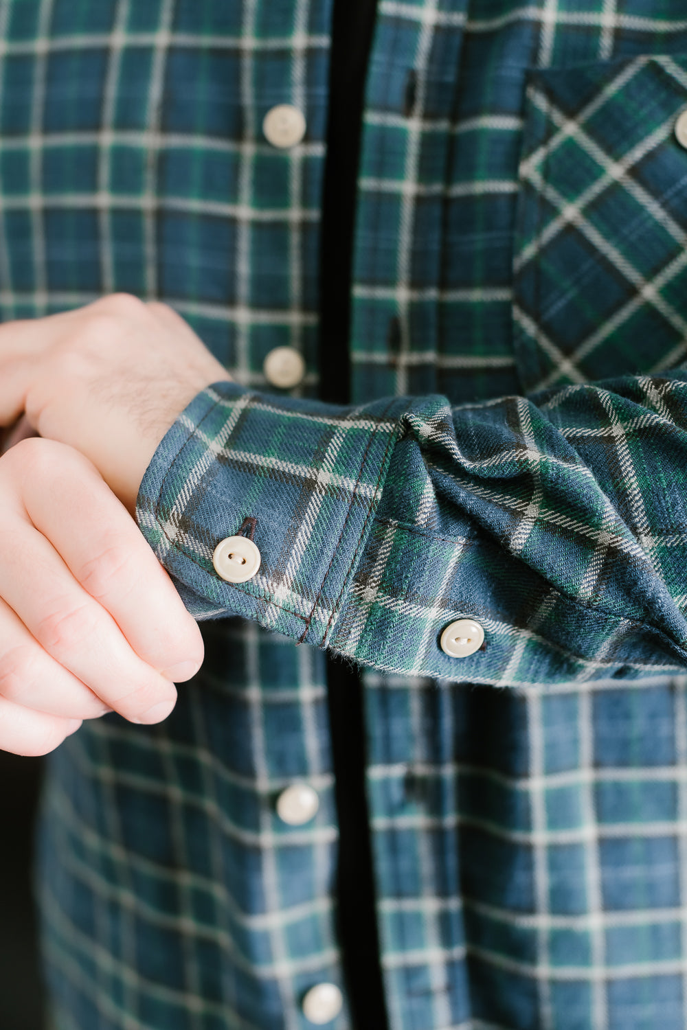 Jumper Shirt Vintage Slub Plaid  - Blue