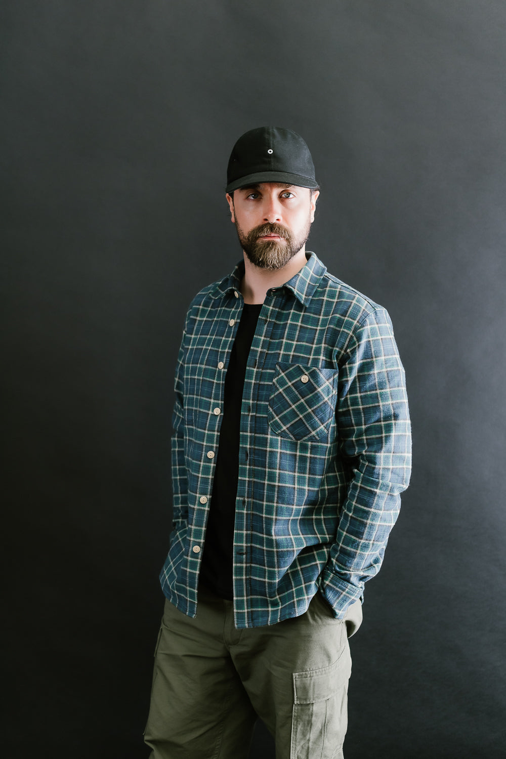 Jumper Shirt Vintage Slub Plaid  - Blue