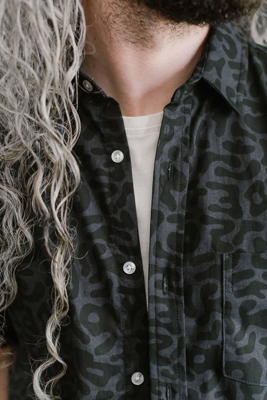Oxford Shirt Alphabet Camo - Grey