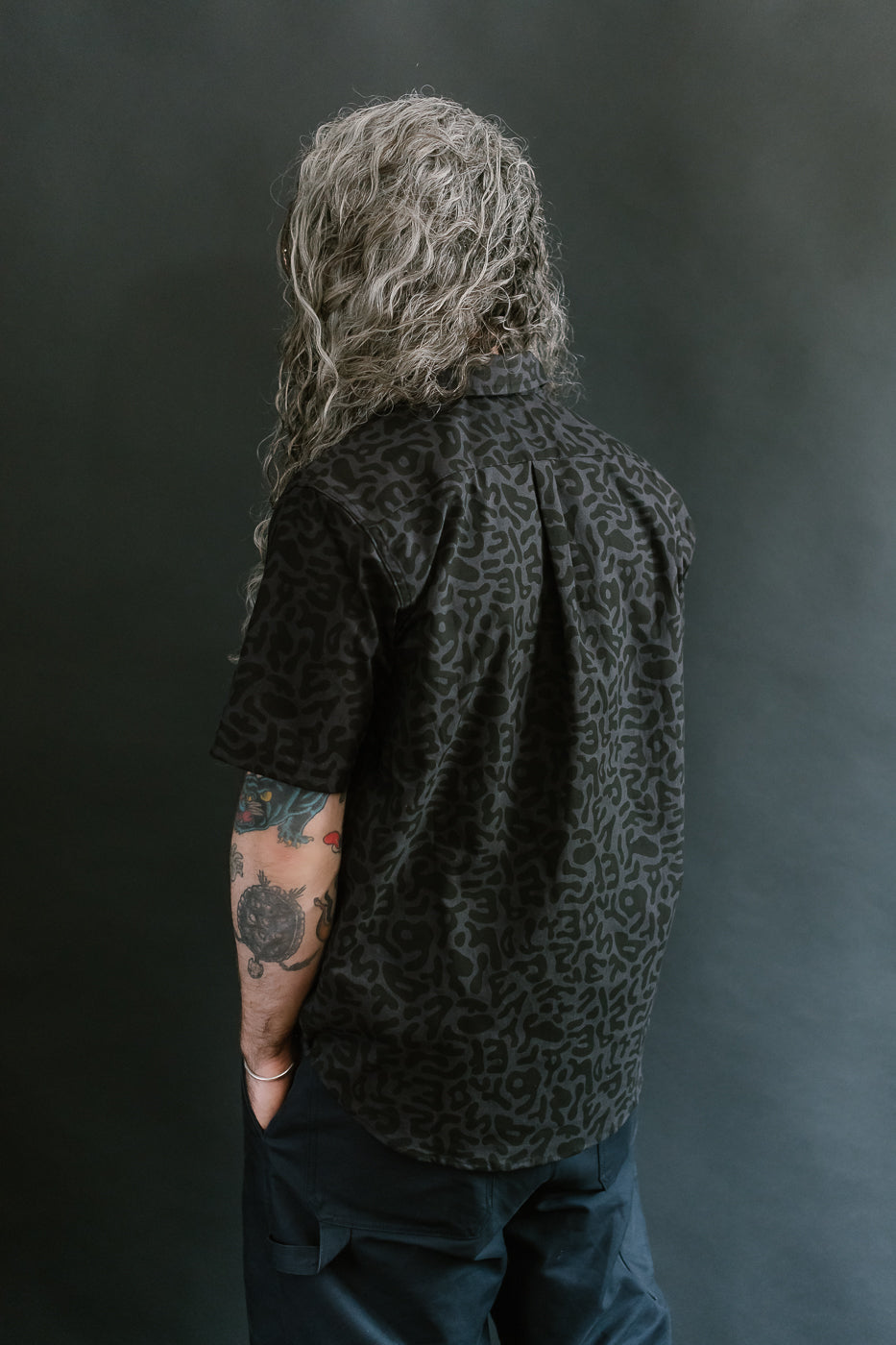 Oxford Shirt Alphabet Camo - Grey