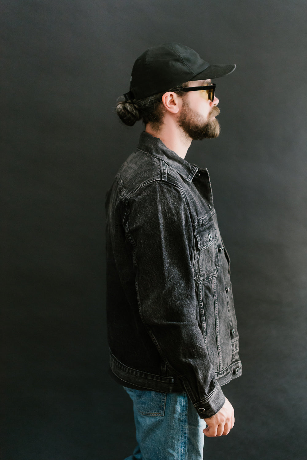 15oz - Stealth Wash Selvedge Denim Cruiser Jacket - Black