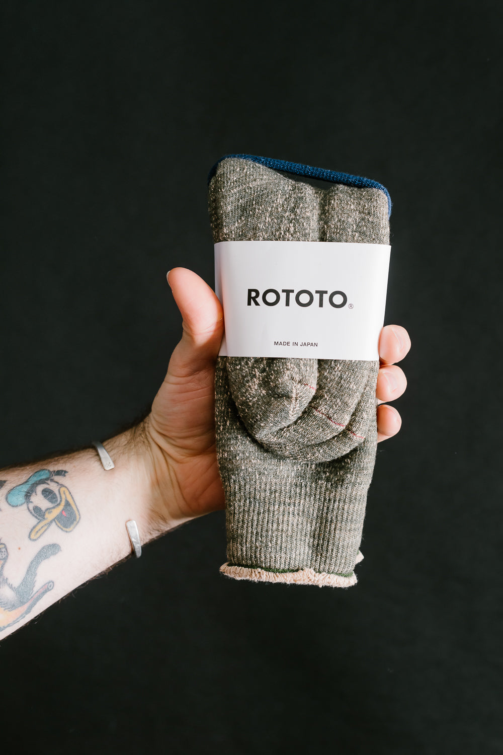 R1001-BR - Double Face Crew Socks Merino Wool OG - Green, Brown