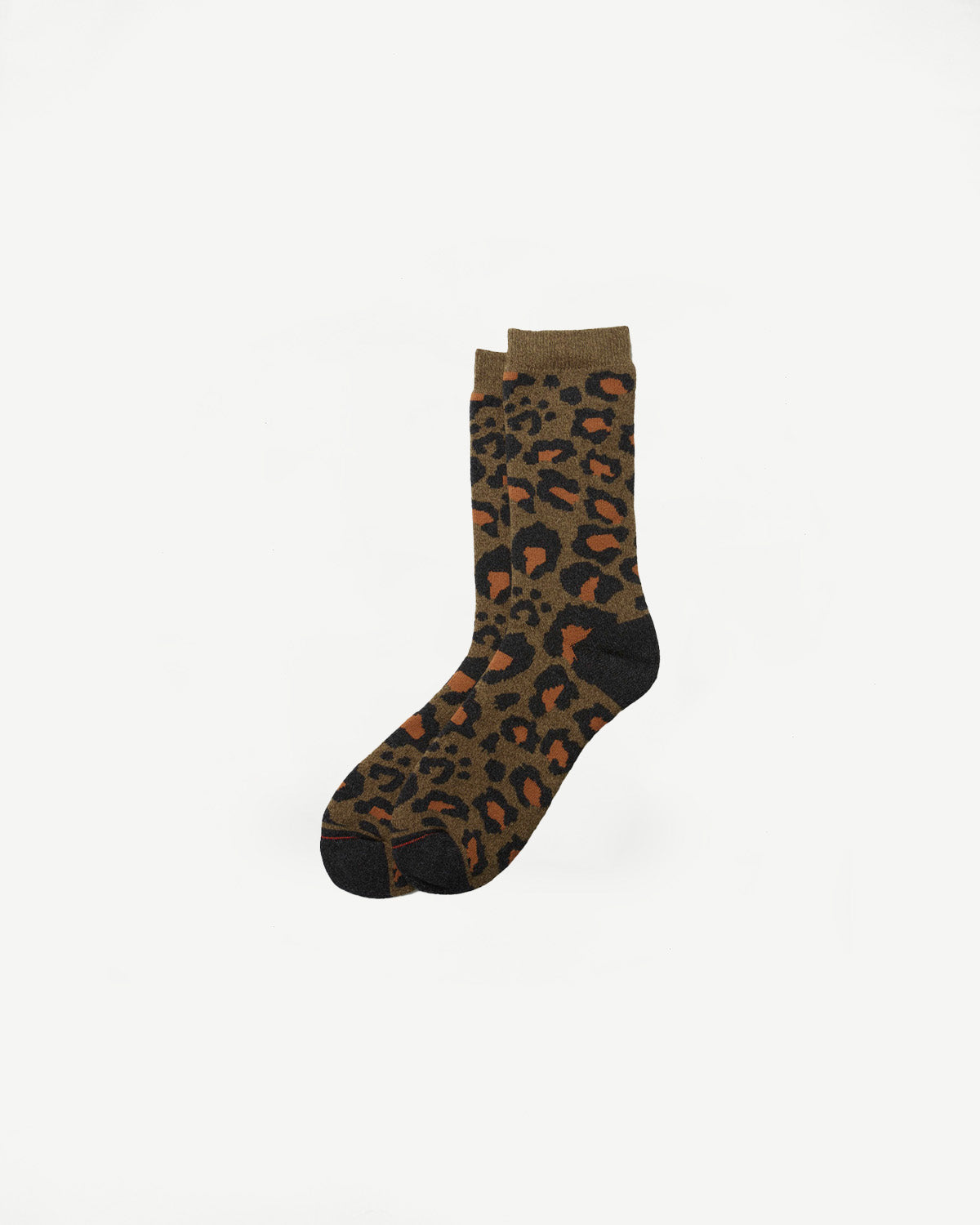R1340 - Pile Leopard Socks - Dark Olive | Dant
