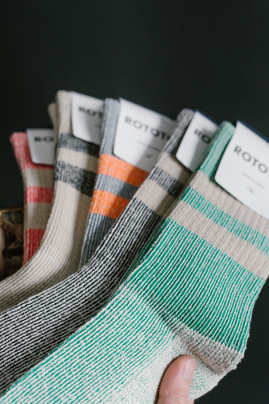 R1589 - Pile Stripe Marl Socks - Black, Beige