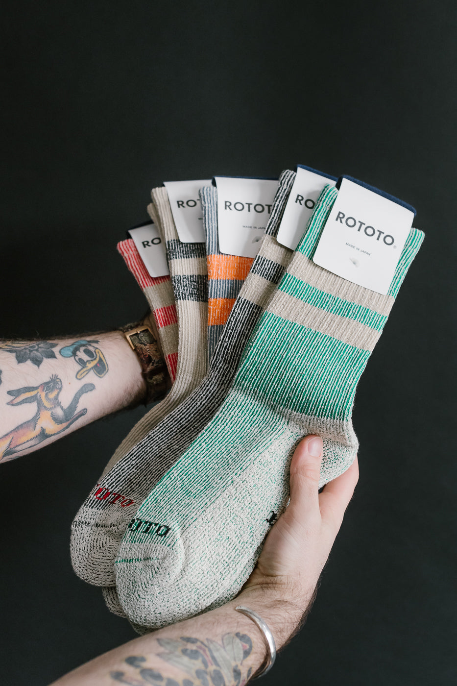 R1589 - Pile Stripe Marl Socks - Red, Beige