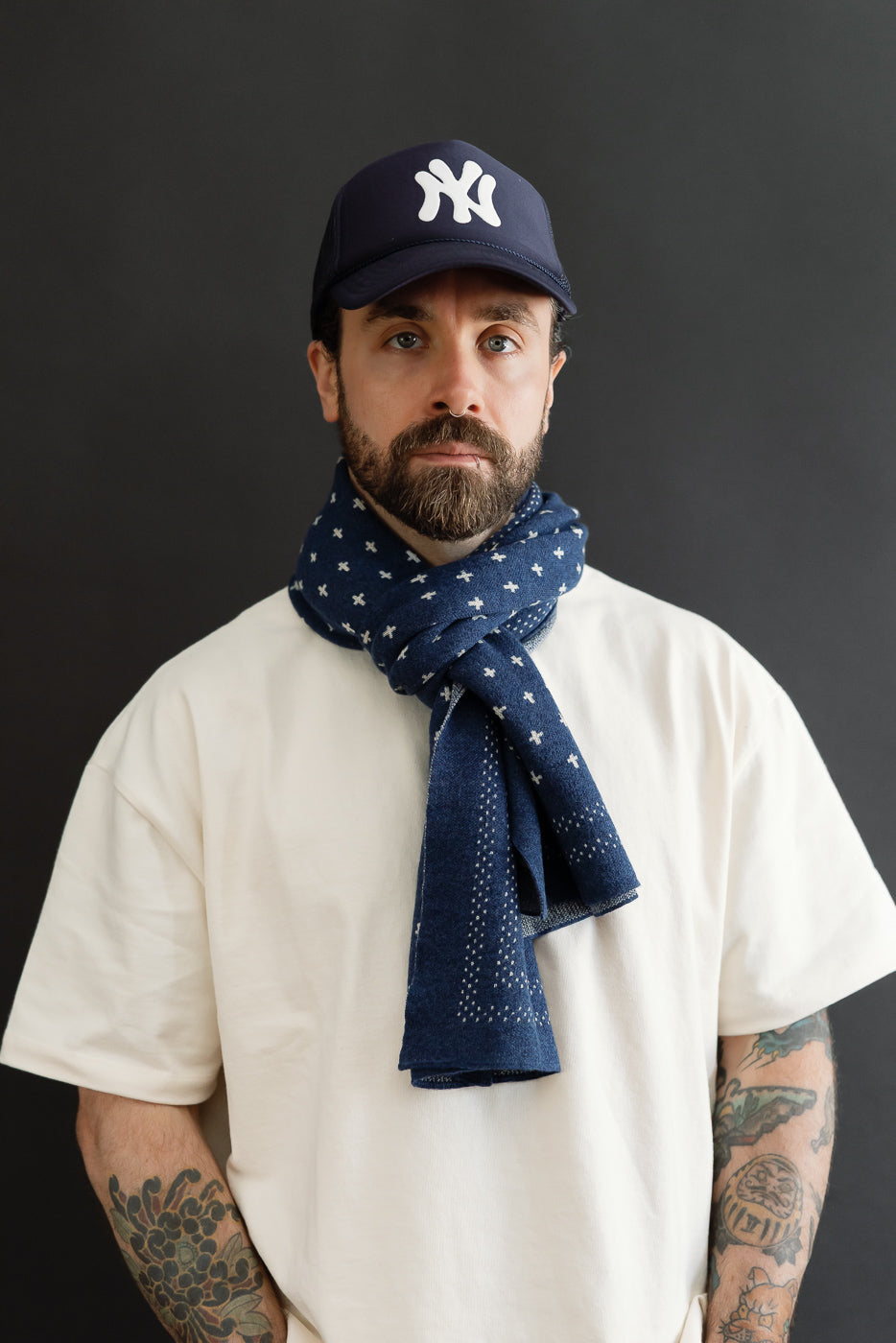 R5192 - Merino Cotton Bandana Scarf - Navy Blue | Dant