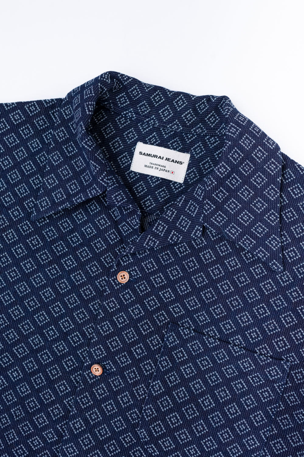 SOS23-S01 - Sashiko Aloha Shirt - Natural Indigo
