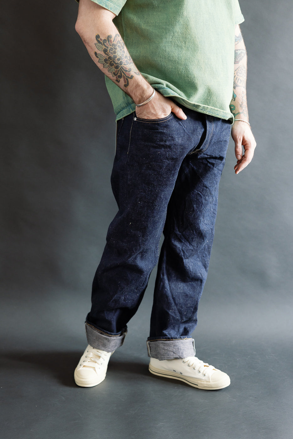 Full body, front view of male model 5'9